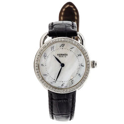 Montre HERMÈS "Arceau" en acier, nacre, diamants et cuir - Castafiore