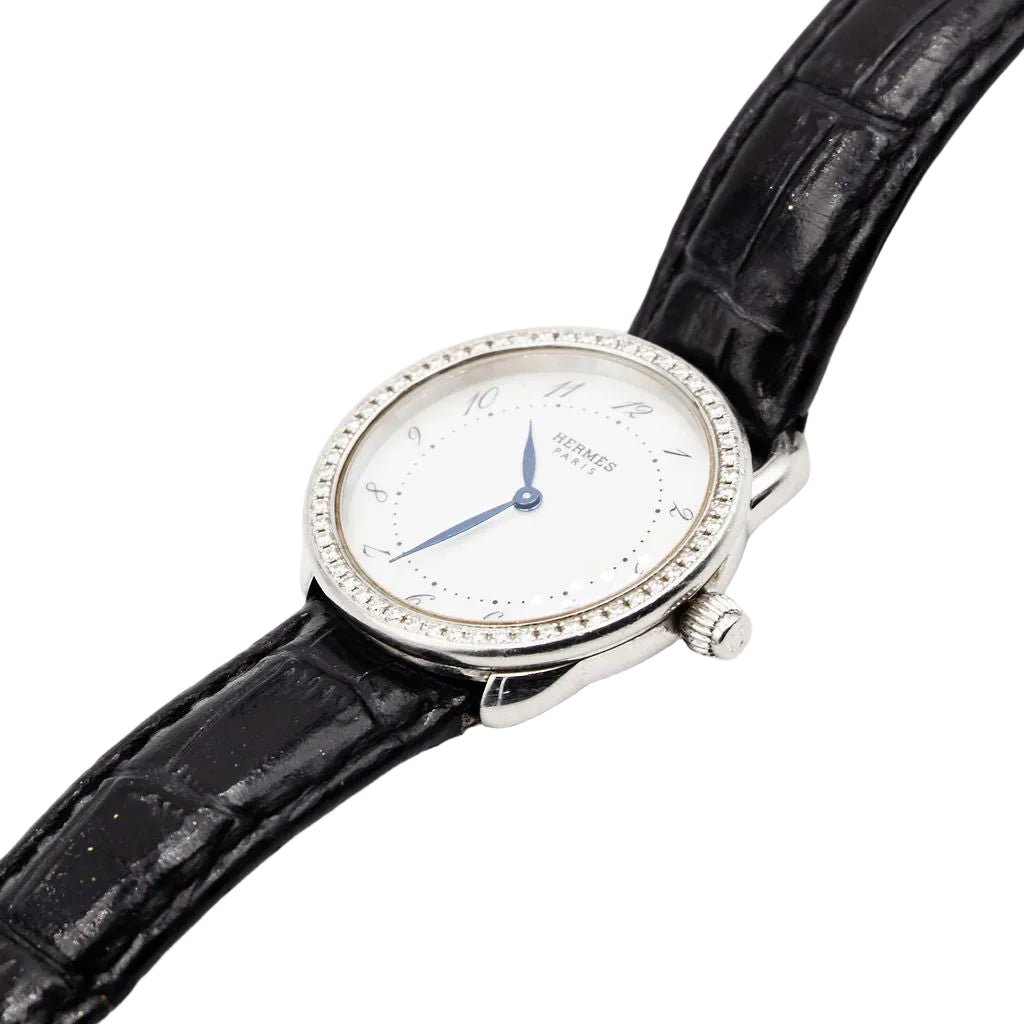 Montre HERMÈS "Arceau" en acier, nacre, diamants et cuir - Castafiore