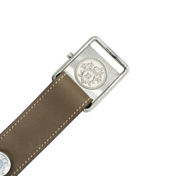 Montre HERMÈS "Barenia" en acier et cuir - Castafiore