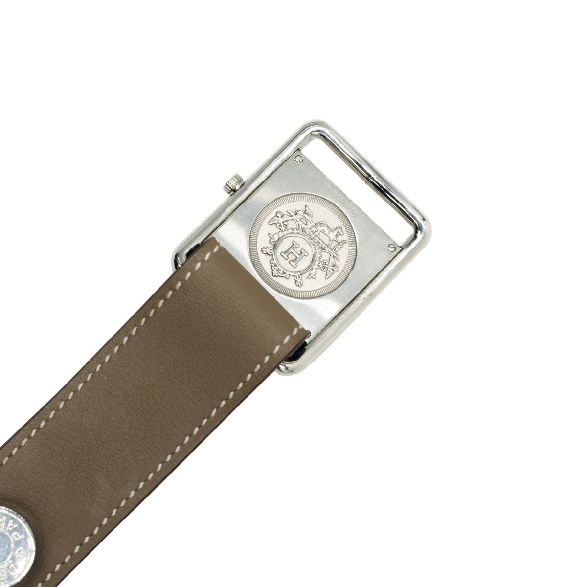 Montre HERMÈS "Barenia" en acier et cuir - Castafiore