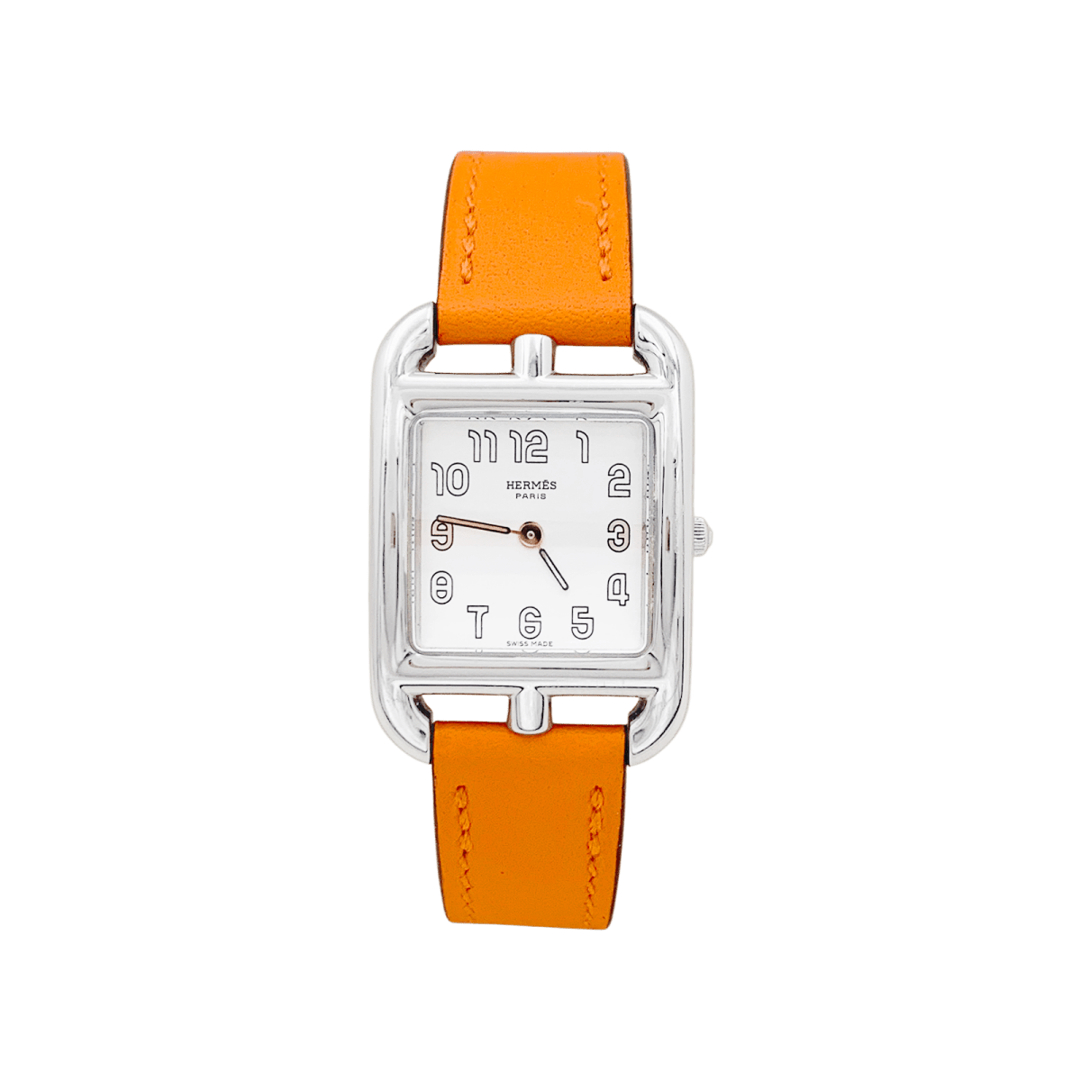 Montre Hermès, "Cape Cod", acier sur cuir. - Castafiore