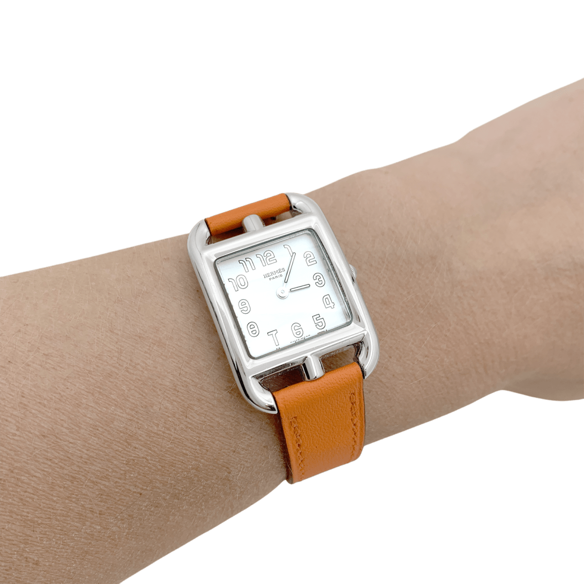 Montre Hermès, "Cape Cod", acier sur cuir. - Castafiore