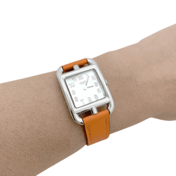 Montre Hermès, "Cape Cod", acier sur cuir. - Castafiore