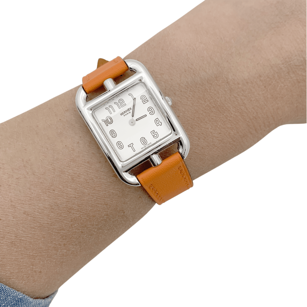 Montre Hermès, "Cape Cod", acier sur cuir. - Castafiore