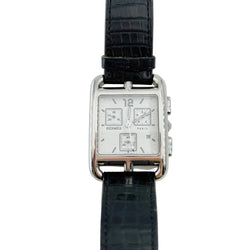 Montre HERMÈS "Cape Cod Chrono" en acier et cuir - Castafiore