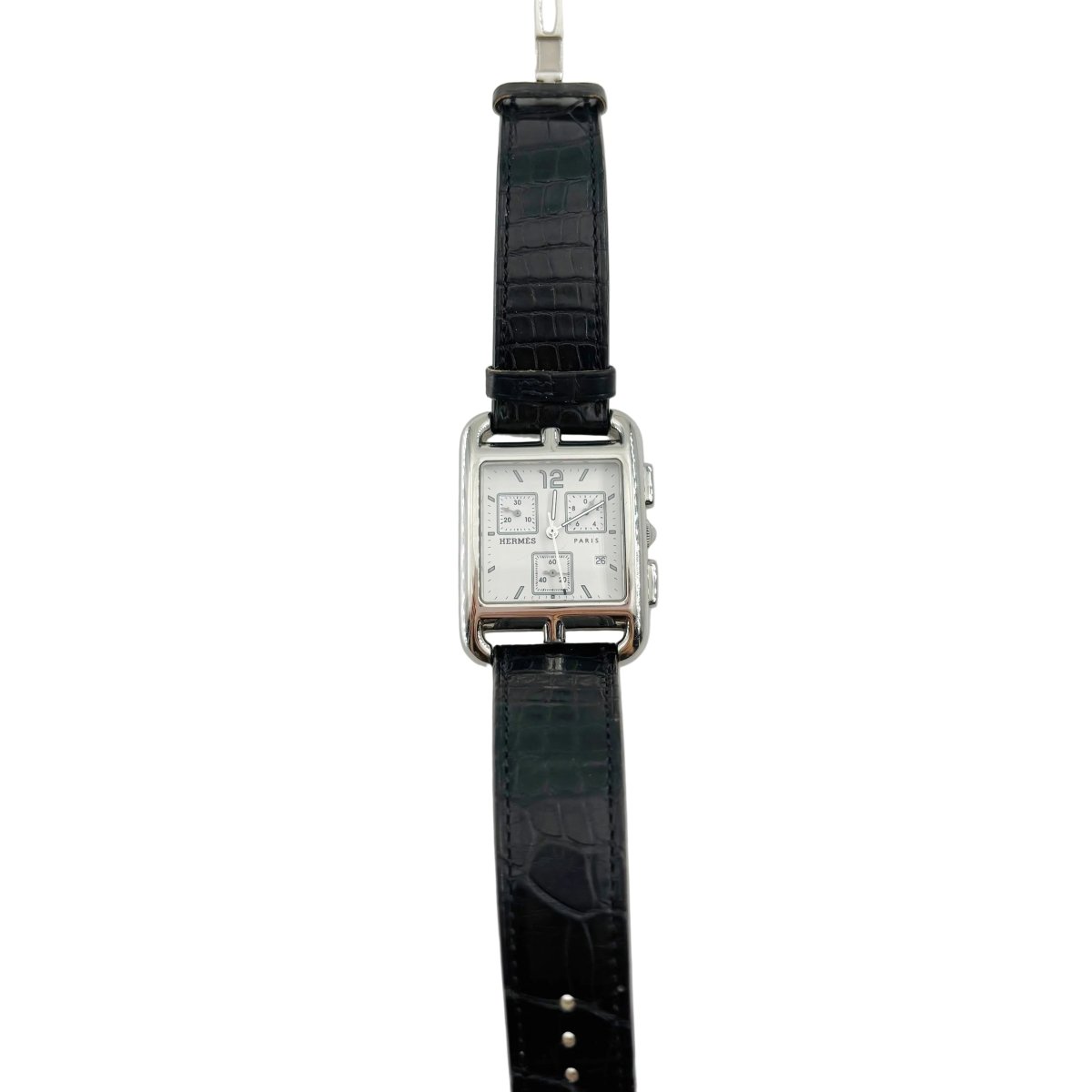 Montre HERMÈS "Cape Cod Chrono" en acier et cuir - Castafiore