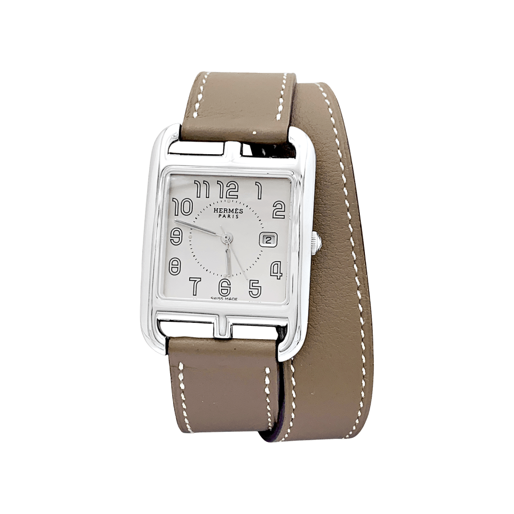 Montre HERMÈS Cape Cod en acier et cuir - Castafiore