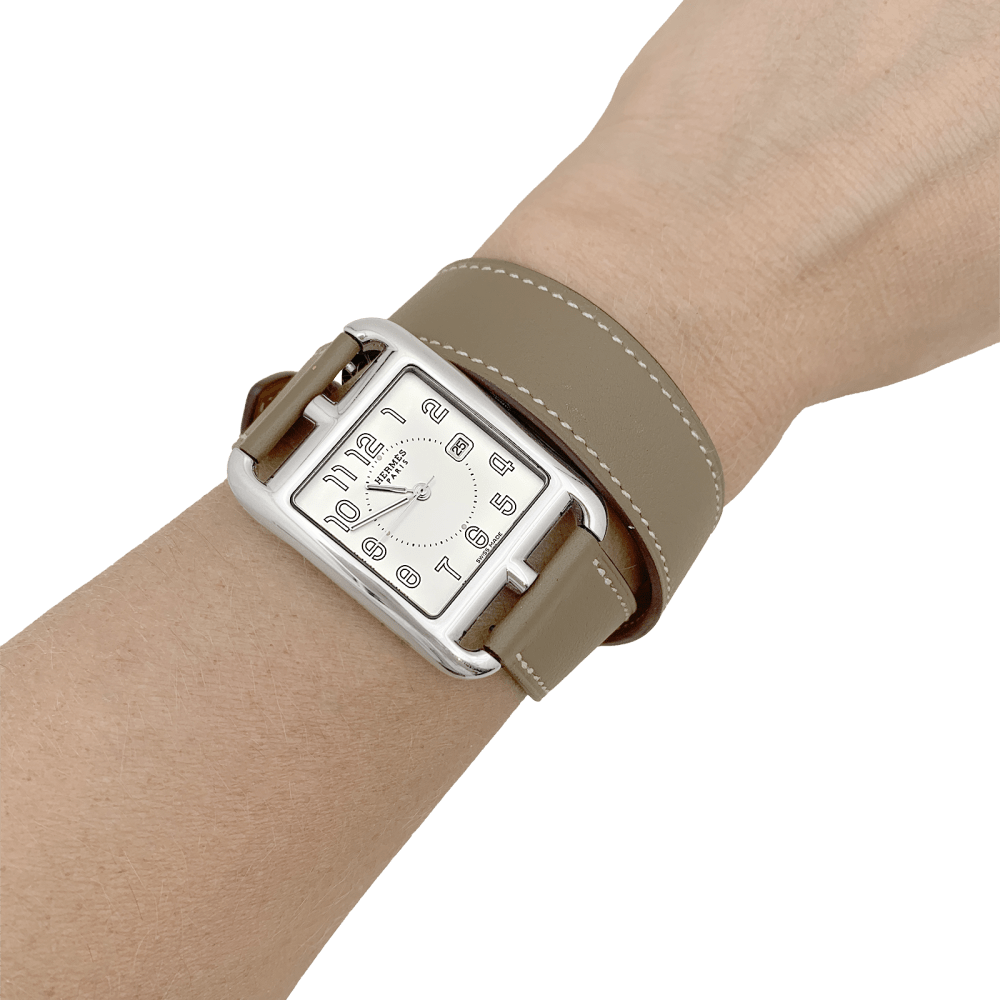 Montre HERMÈS Cape Cod en acier et cuir - Castafiore