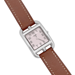 Montre HERMÈS "Cape Cod" en argent, acier et cuir - Castafiore
