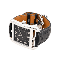 Montre HERMÈS "Cape Cod" GM en acier et cuir - Castafiore