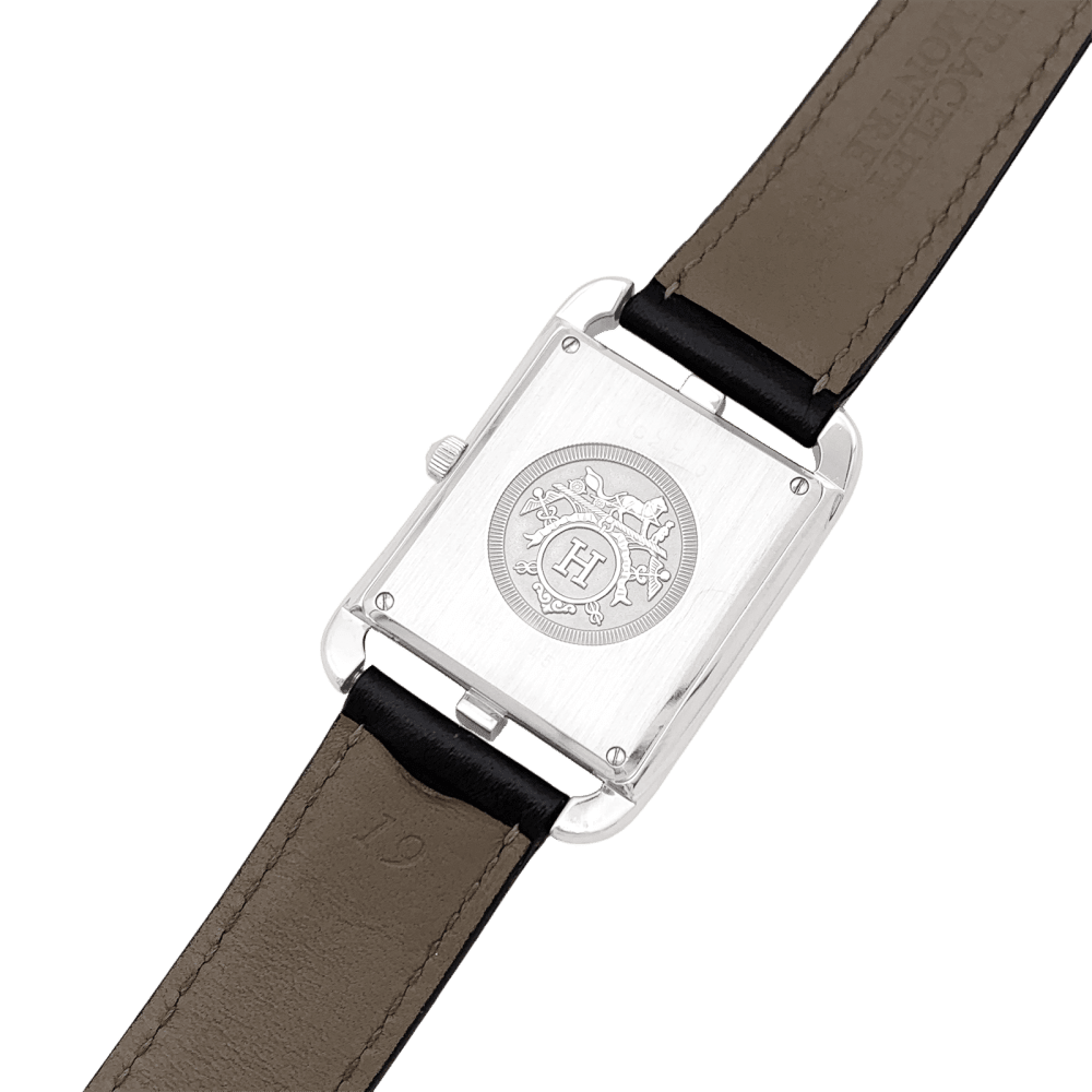 Montre HERMÈS "Cape Cod" GM en acier et cuir - Castafiore