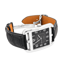 Montre HERMÈS "Cape Cod" GM en acier et cuir - Castafiore