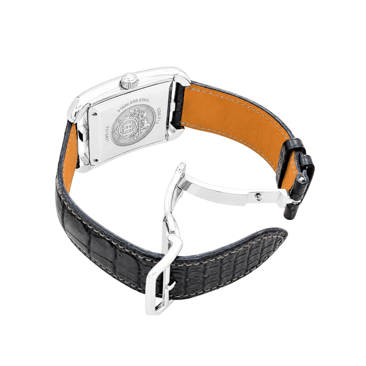 Montre HERMÈS "Cape Cod" GM en acier et cuir - Castafiore