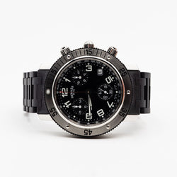 Montre HERMÈS "Clipper Chrono" en acier et caoutchouc - Castafiore