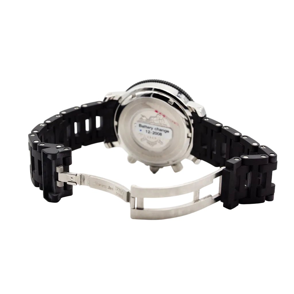 Montre HERMÈS "Clipper Chrono" en acier et caoutchouc - Castafiore