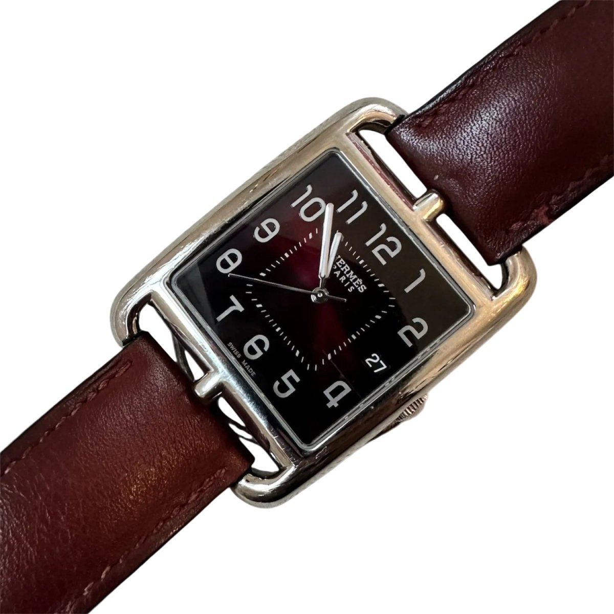 Montre HERMÈS en acier, cuir et quartz - Castafiore