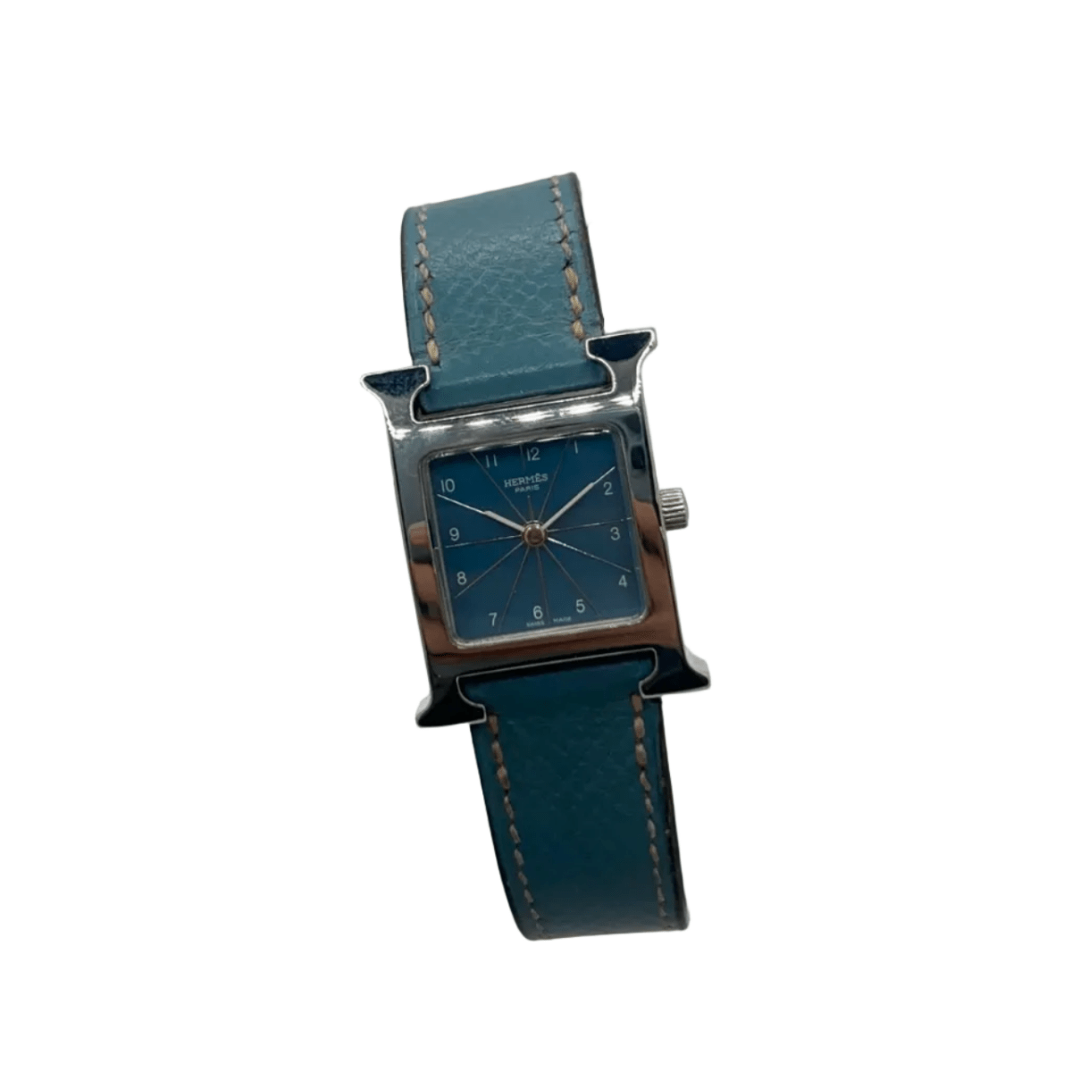 Montre HERMÈS "Heure H" en acier et cuir - Castafiore