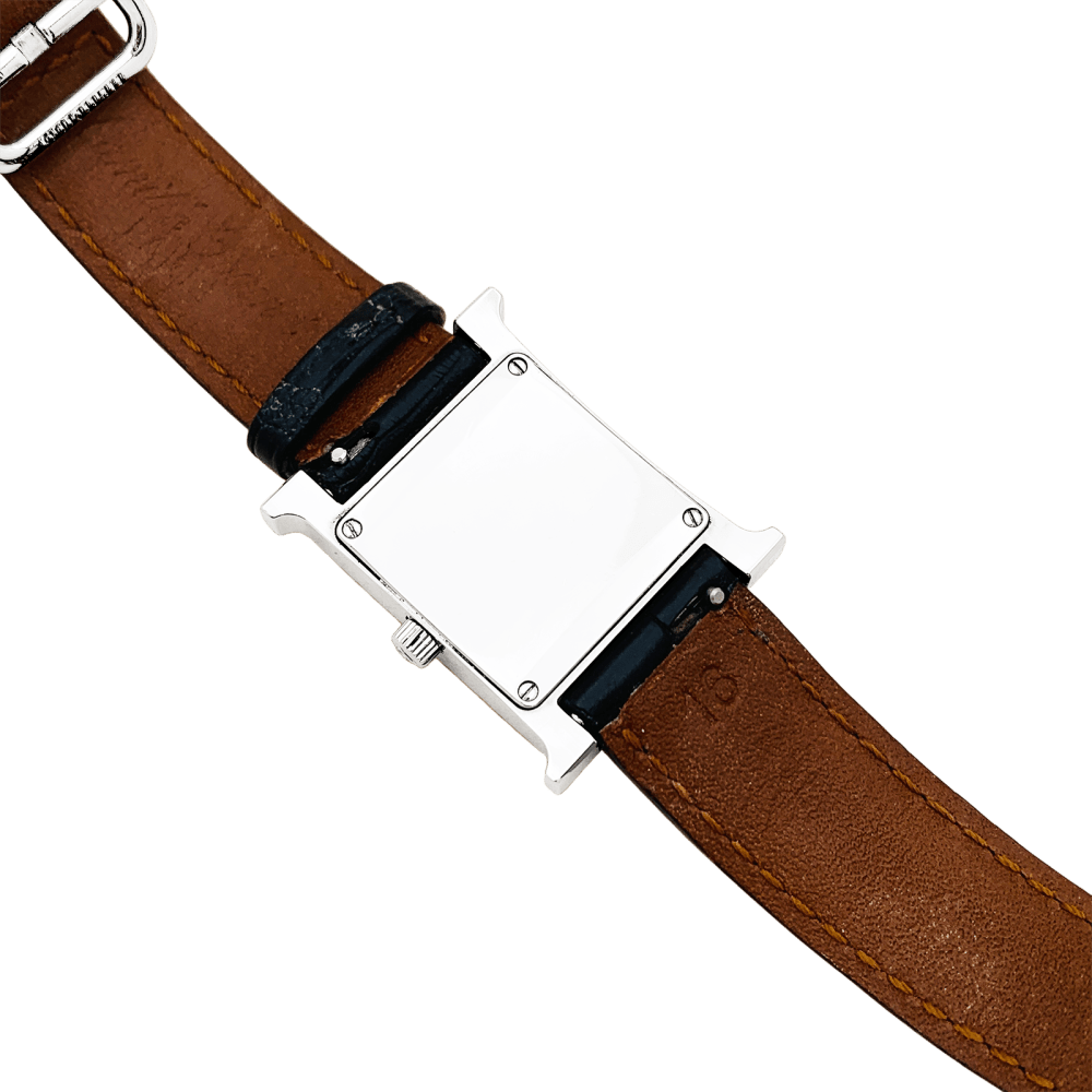 Watch Hermès woman, "Heure H", steel, mother-of-pearl and diamonds.