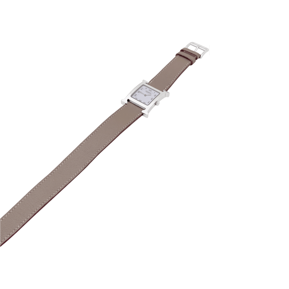 Montre HERMÈS "Heure H" GM en acier et cuir - Castafiore