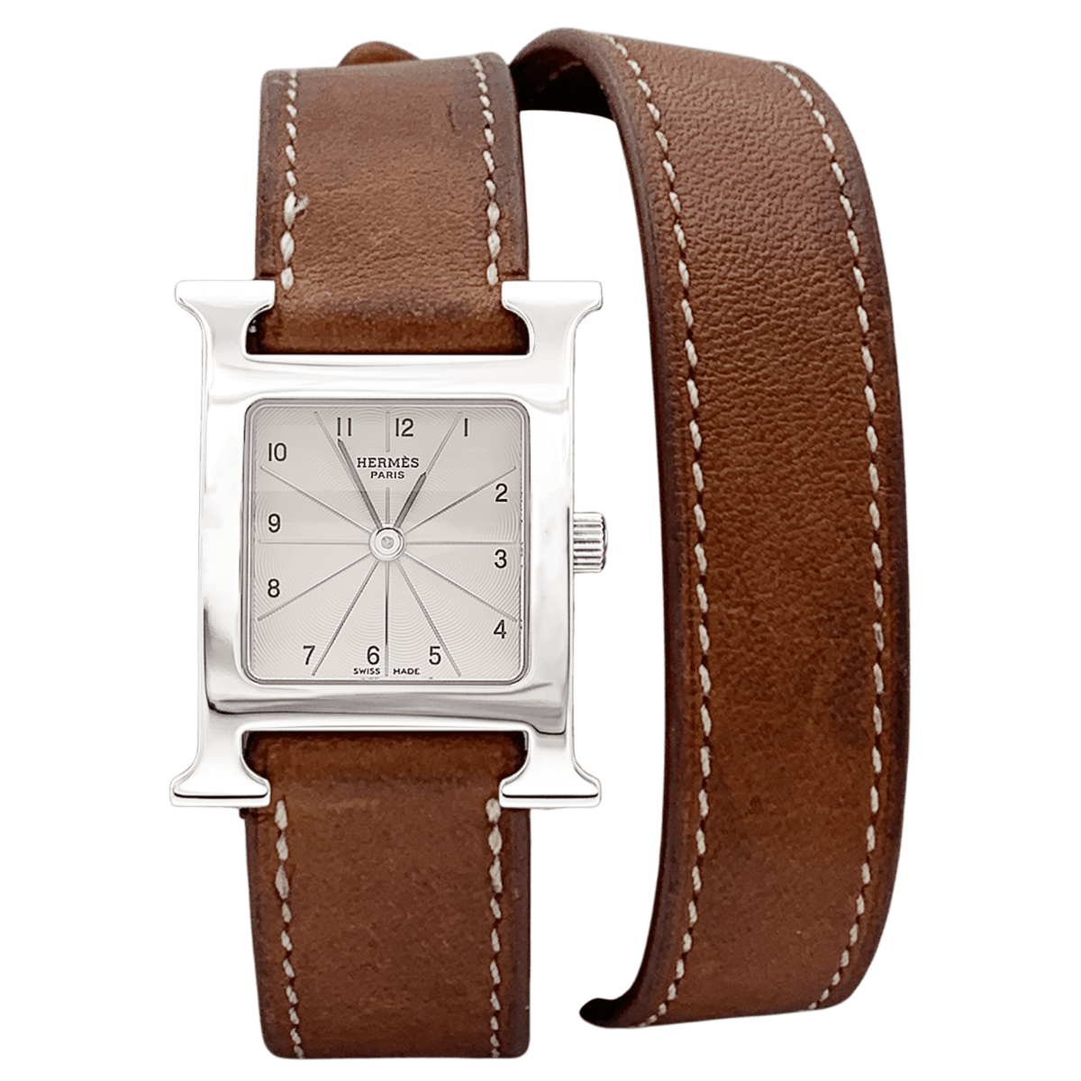 Montre HERMÈS "Heure H" PM en acier et cuir - Castafiore