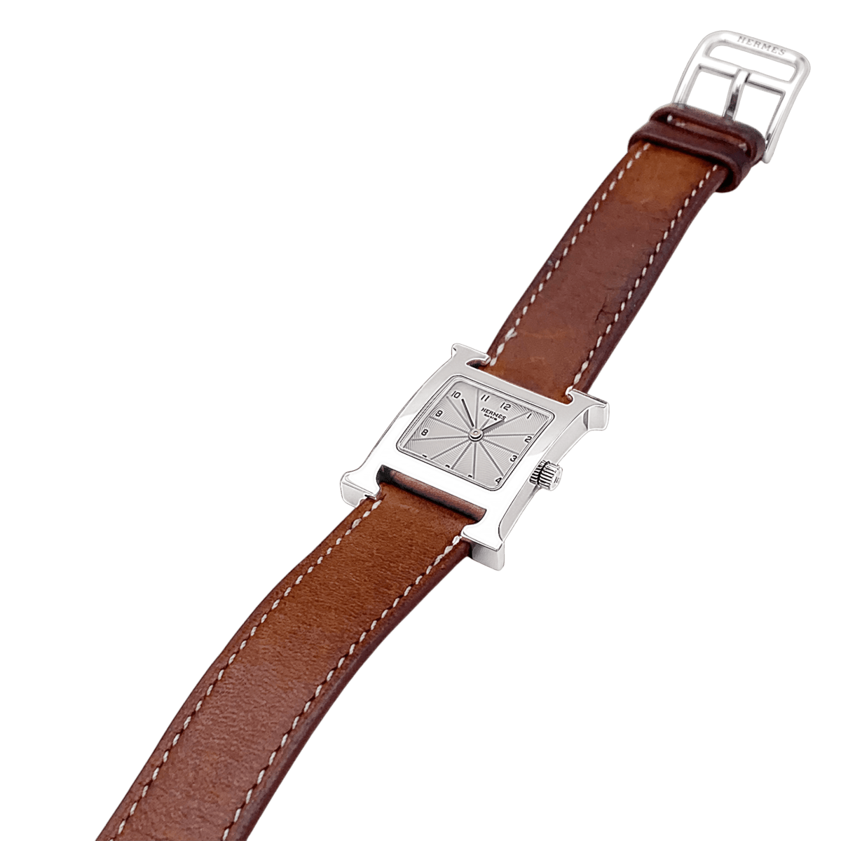 Montre HERMÈS "Heure H" PM en acier et cuir - Castafiore