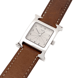 Montre HERMÈS "Heure H" PM en acier et cuir - Castafiore