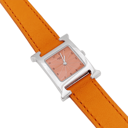 Montre HERMÈS "Heure H" PM en acier et cuir - Castafiore