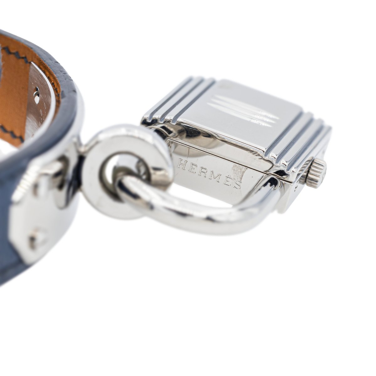 HERMÈS “Kelly padlock” watch in steel and leather – Castafiore