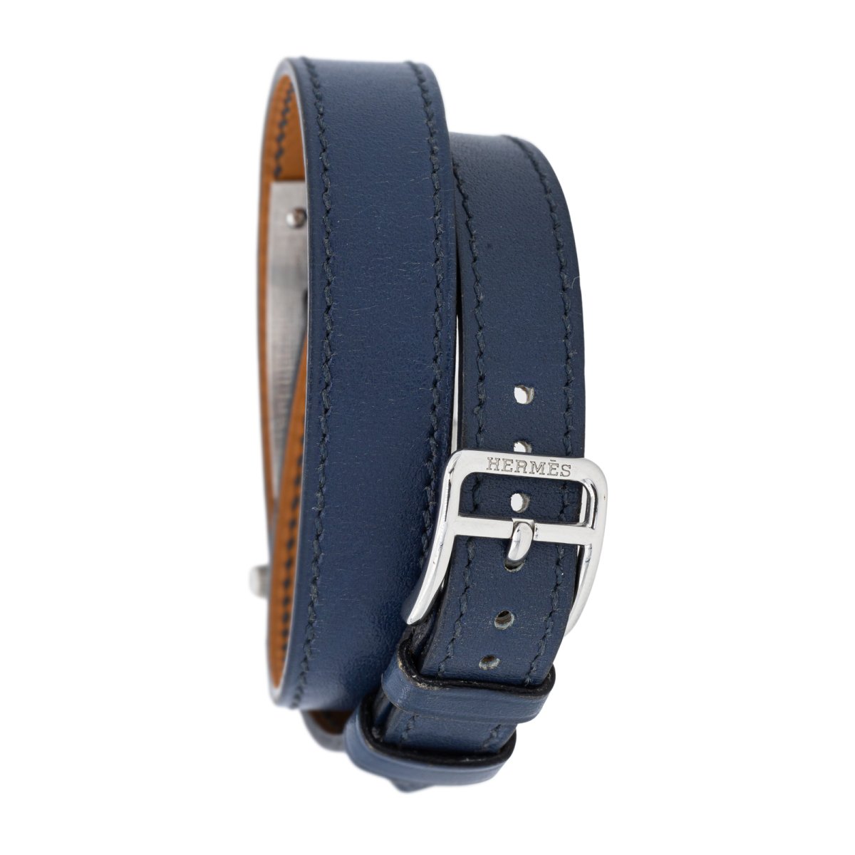 HERMÈS “Kelly padlock” watch in steel and leather – Castafiore