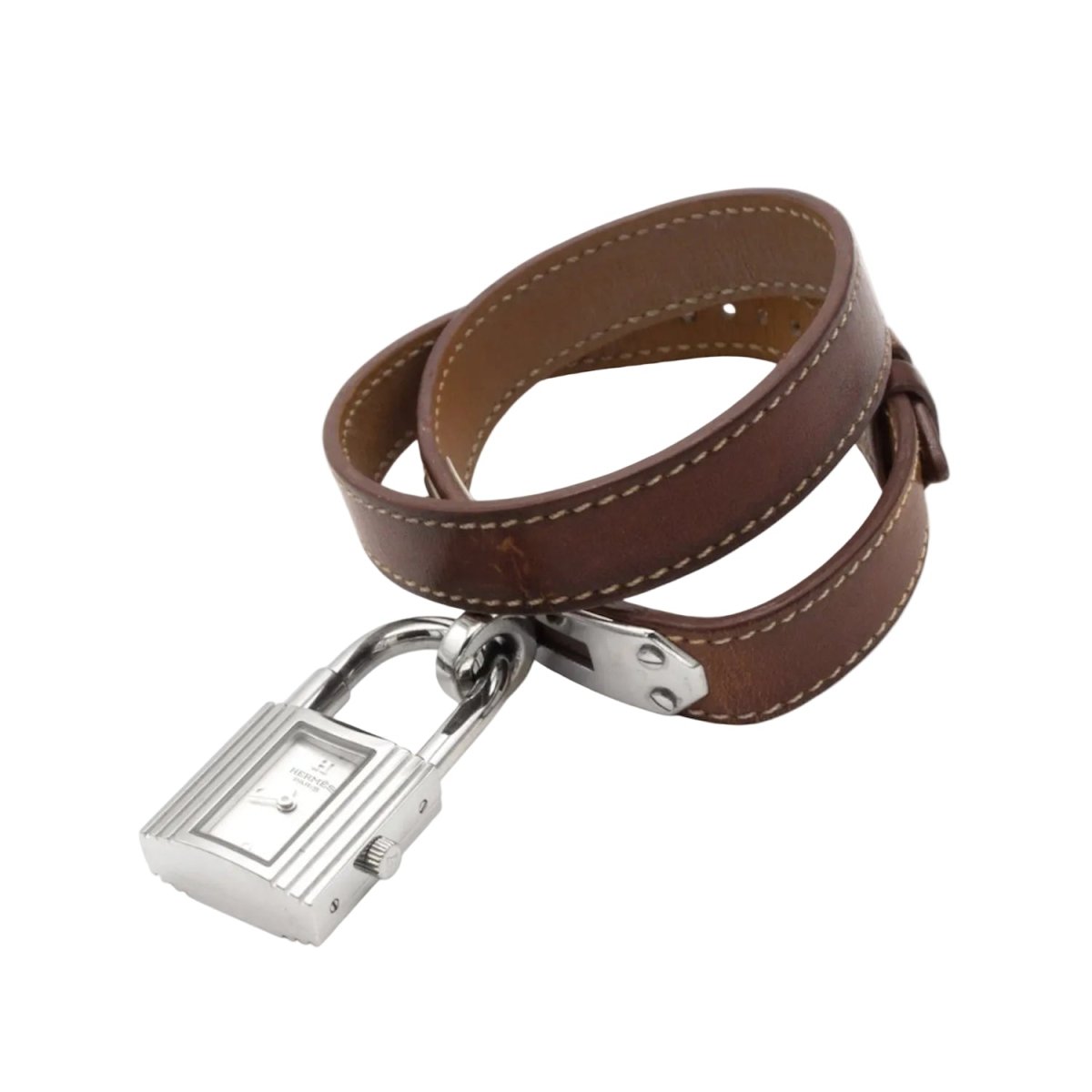 Montre HERMÈS "Kelly" en acier et cuir - Castafiore