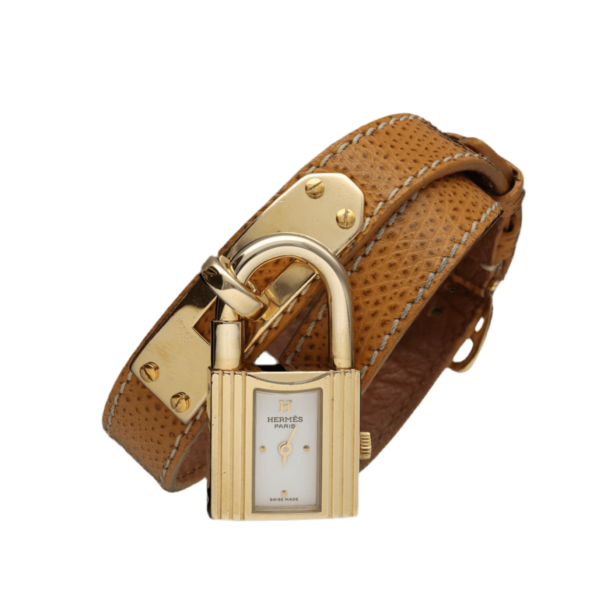 Montre HERMÈS "Kelly" en métal, cuir et quartz - Castafiore