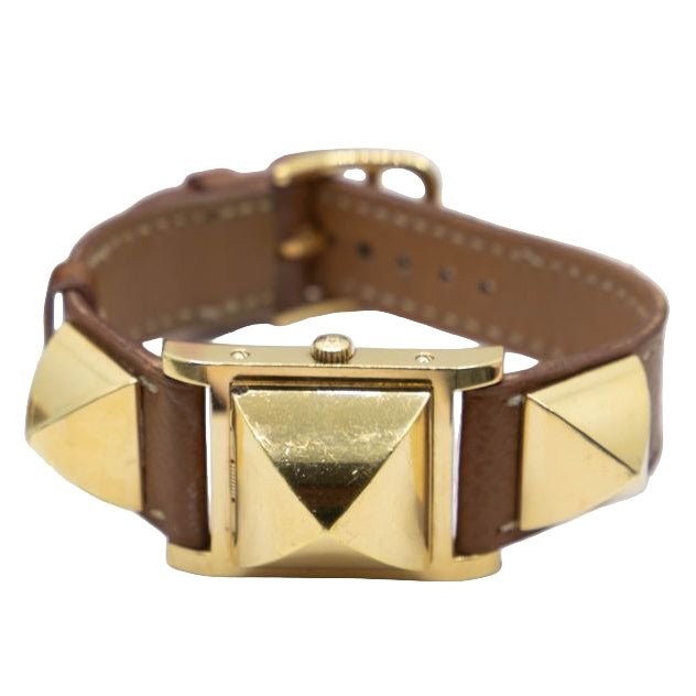 Montre HERMÈS "Médor" en acier, cuir et quartz - Castafiore