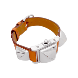 Montre HERMÈS "Médor" en acier et cuir - Castafiore