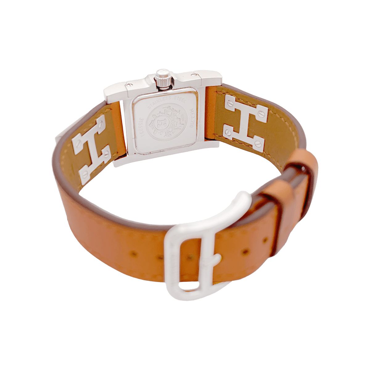 Montre HERMÈS "Médor" en acier et cuir - Castafiore