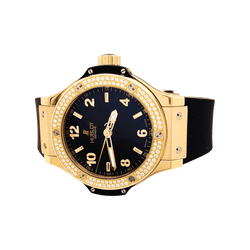 Montre HUBLOT "Big Bang Original Gold Diamonds" en or rose, acier, caoutchouc, titane et diamants - Castafiore