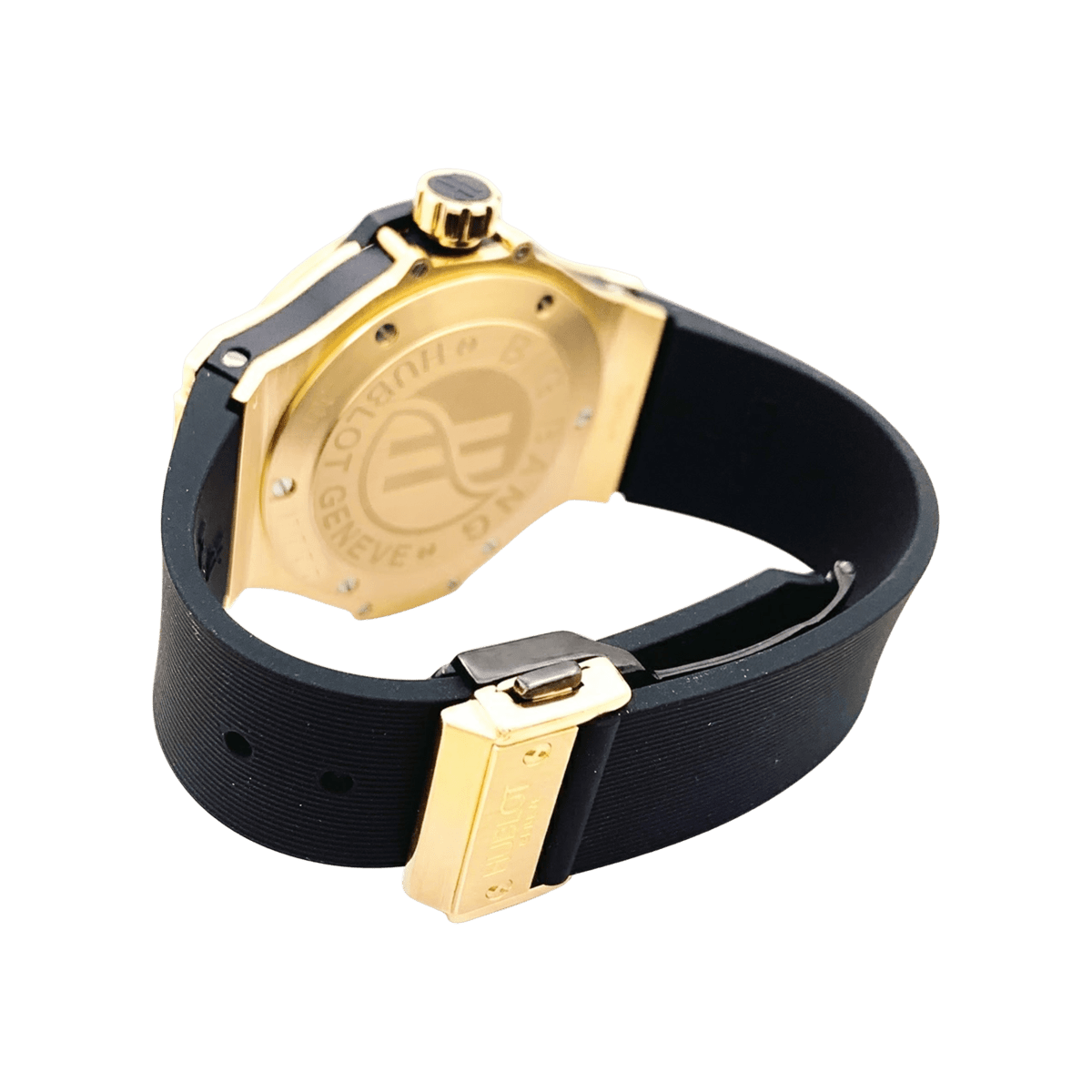 Montre HUBLOT "Big Bang Original Gold Diamonds" en or rose, acier, caoutchouc, titane et diamants - Castafiore