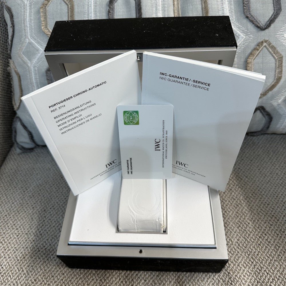 Montre IWC Acier "Portugaise" Chronographe Acier vers 2010. Ref: 3714. Automatique. 41 mm. Boite et papiers d'origine. - Castafiore