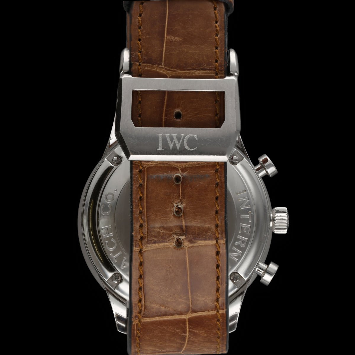 Montre IWC Acier "Portugaise" Chronographe Acier vers 2010. Ref: 3714. Automatique. 41 mm. Boite et papiers d'origine. - Castafiore