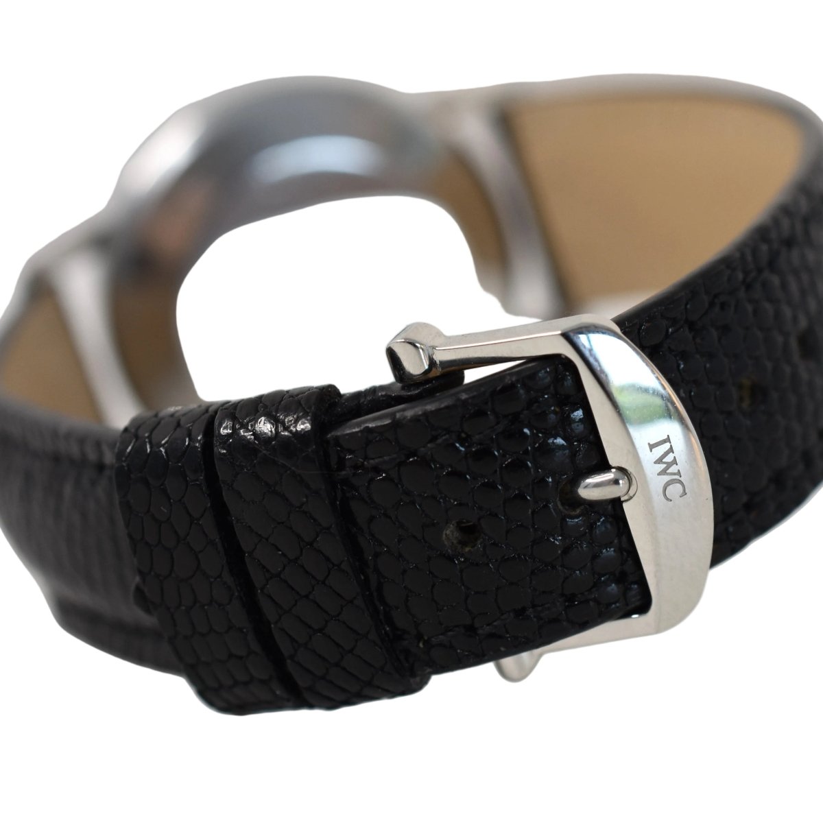 Montre IWC "Classique" en acier, argent et cuir - Castafiore