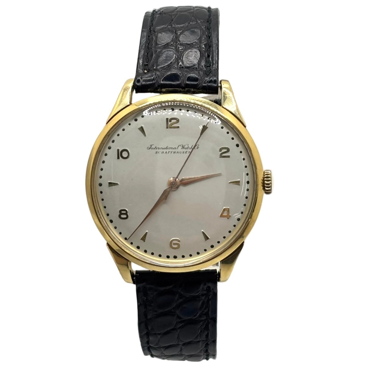 Montre IWC en or jaune, acier et cuir - Castafiore