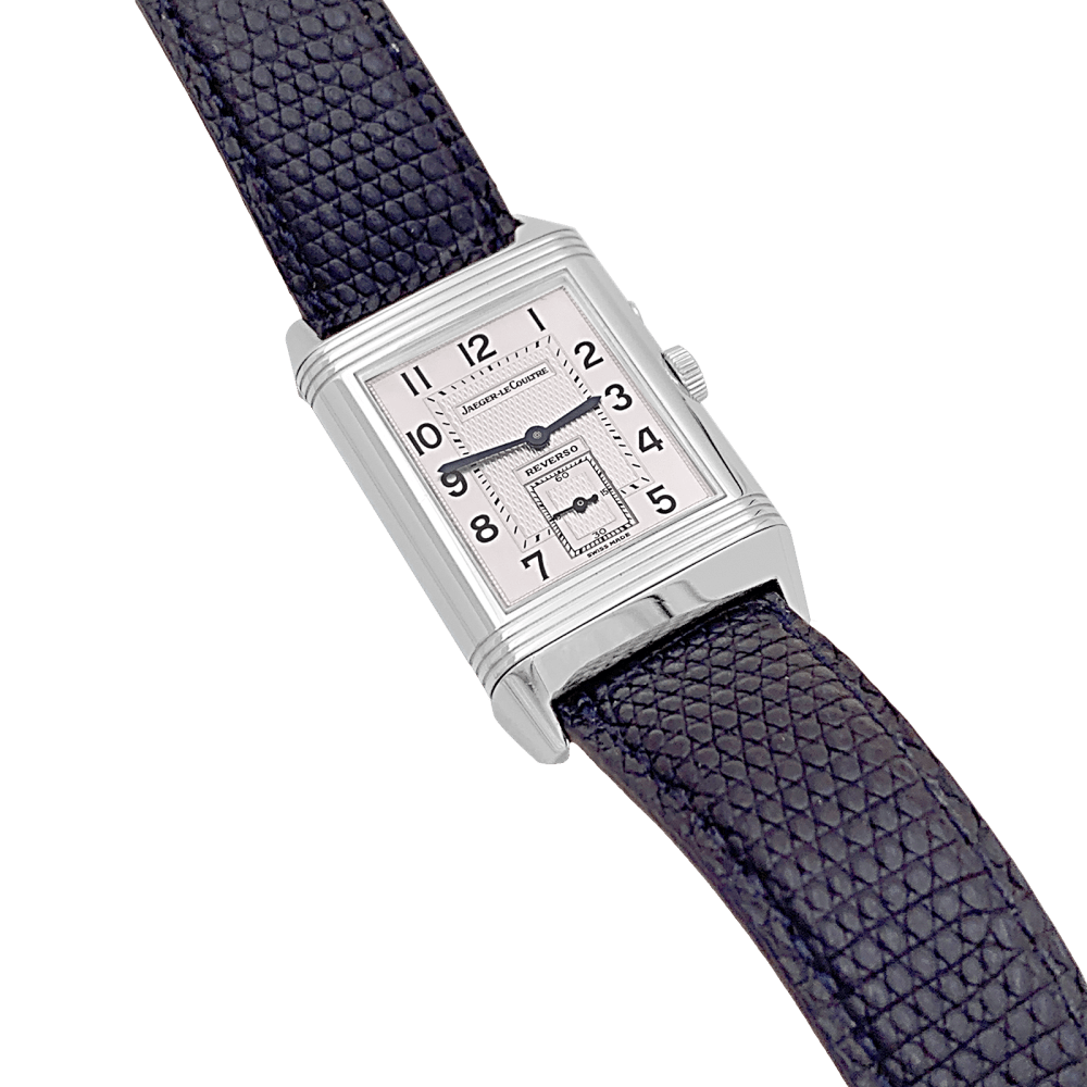 Montre JAEGER - LECOULTRE "Duoface Night & Day" en acier, argent et cuir - Castafiore