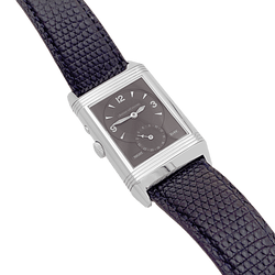 Montre JAEGER - LECOULTRE "Duoface Night & Day" en acier, argent et cuir - Castafiore