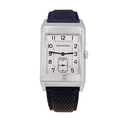 Montre JAEGER - LECOULTRE "Duoface Night & Day" en acier, argent et cuir - Castafiore