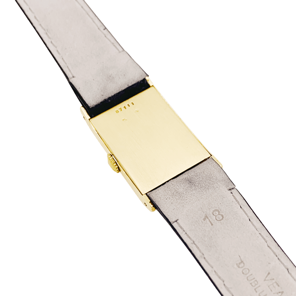 Montre JAEGER LECOULTRE en or jaune, argent et cuir - Castafiore