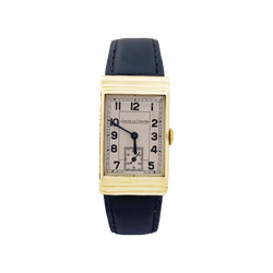 Montre JAEGER LECOULTRE en or jaune, argent et cuir - Castafiore