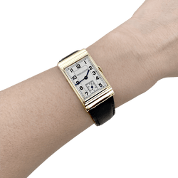 Montre JAEGER LECOULTRE en or jaune, argent et cuir - Castafiore