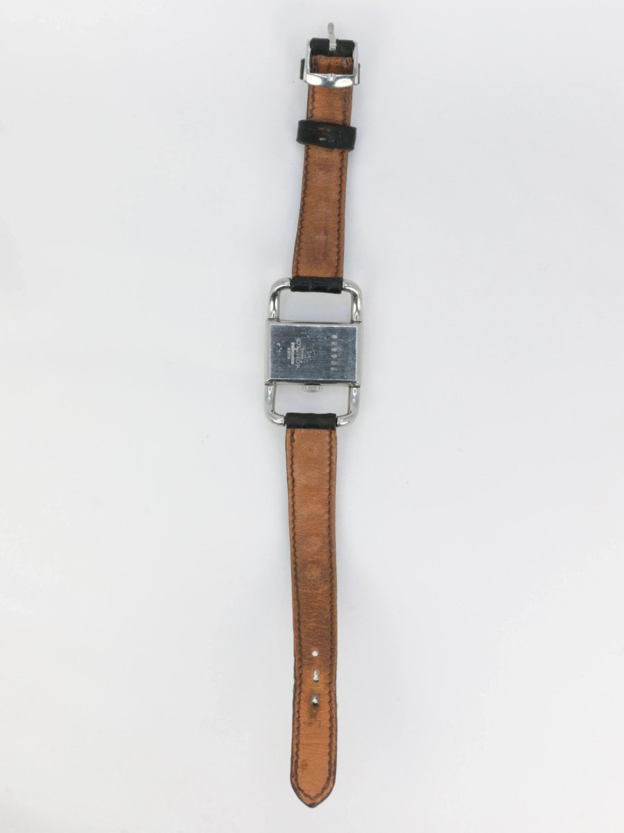 Montre Jaeger Lecoultre Etrier des années 1970 en Acier et en Cuir - Castafiore