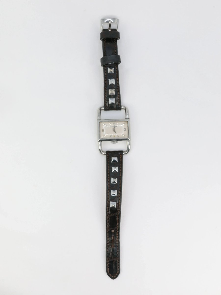 Montre Jaeger Lecoultre Etrier des années 1970 en Acier et en Cuir - Castafiore