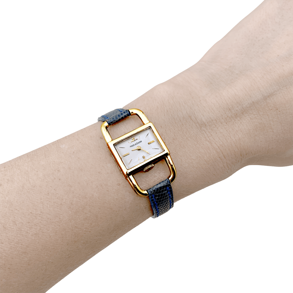 Montre JAEGER - LECOULTRE "Etrier" en or jaune et cuir - Castafiore