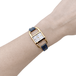 Montre JAEGER - LECOULTRE "Etrier" en or jaune et cuir - Castafiore